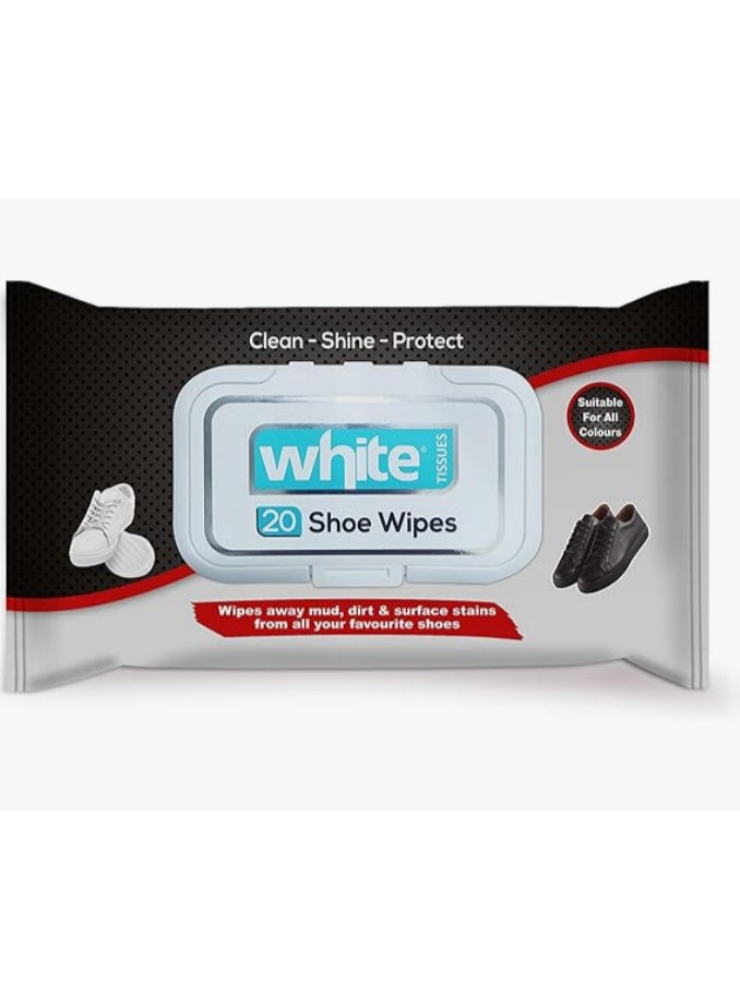 White Wet Shoe Wipes (Pack of 20)